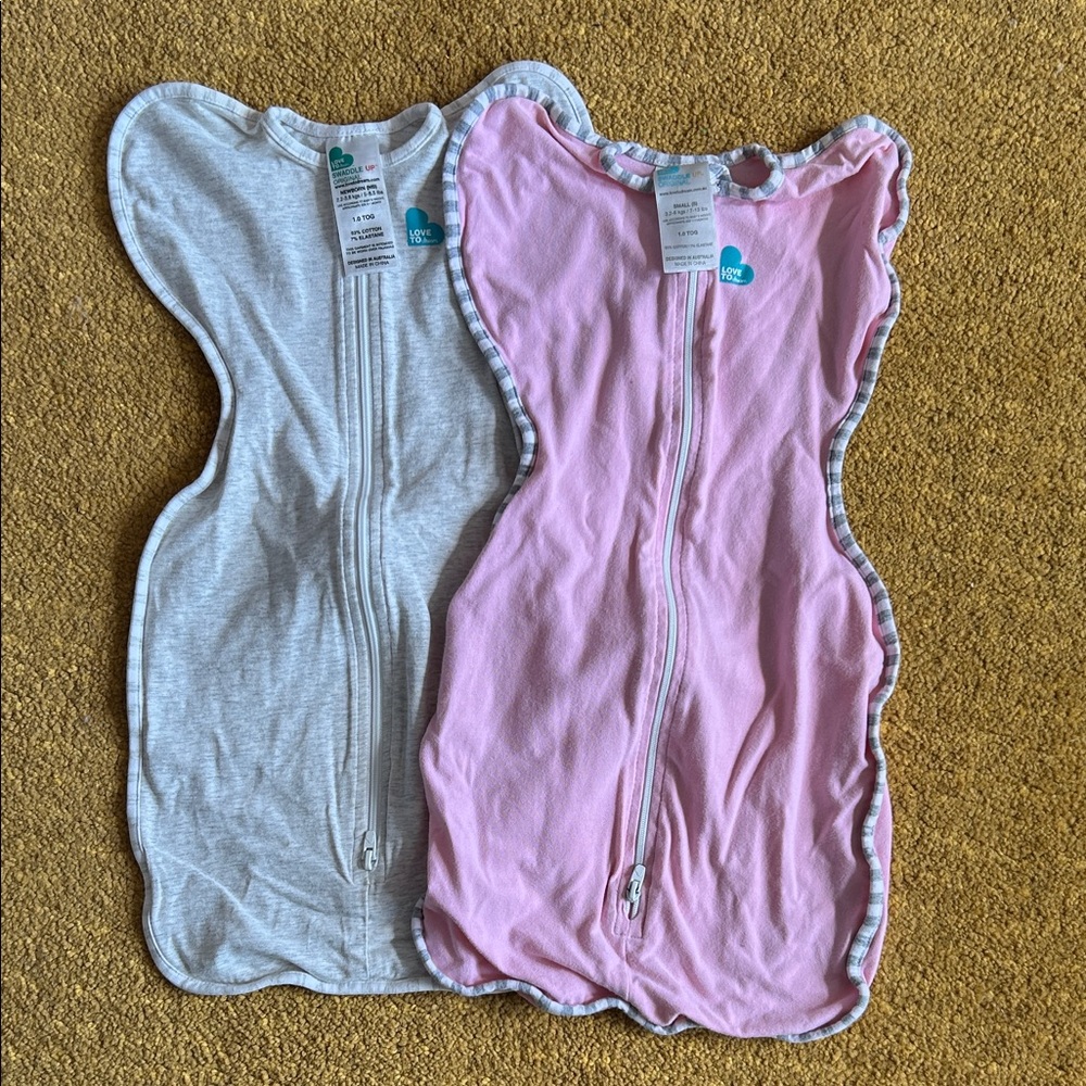 Love to dream Pink and Light Gray Swaddle Sleep Sacks - Twin Pack